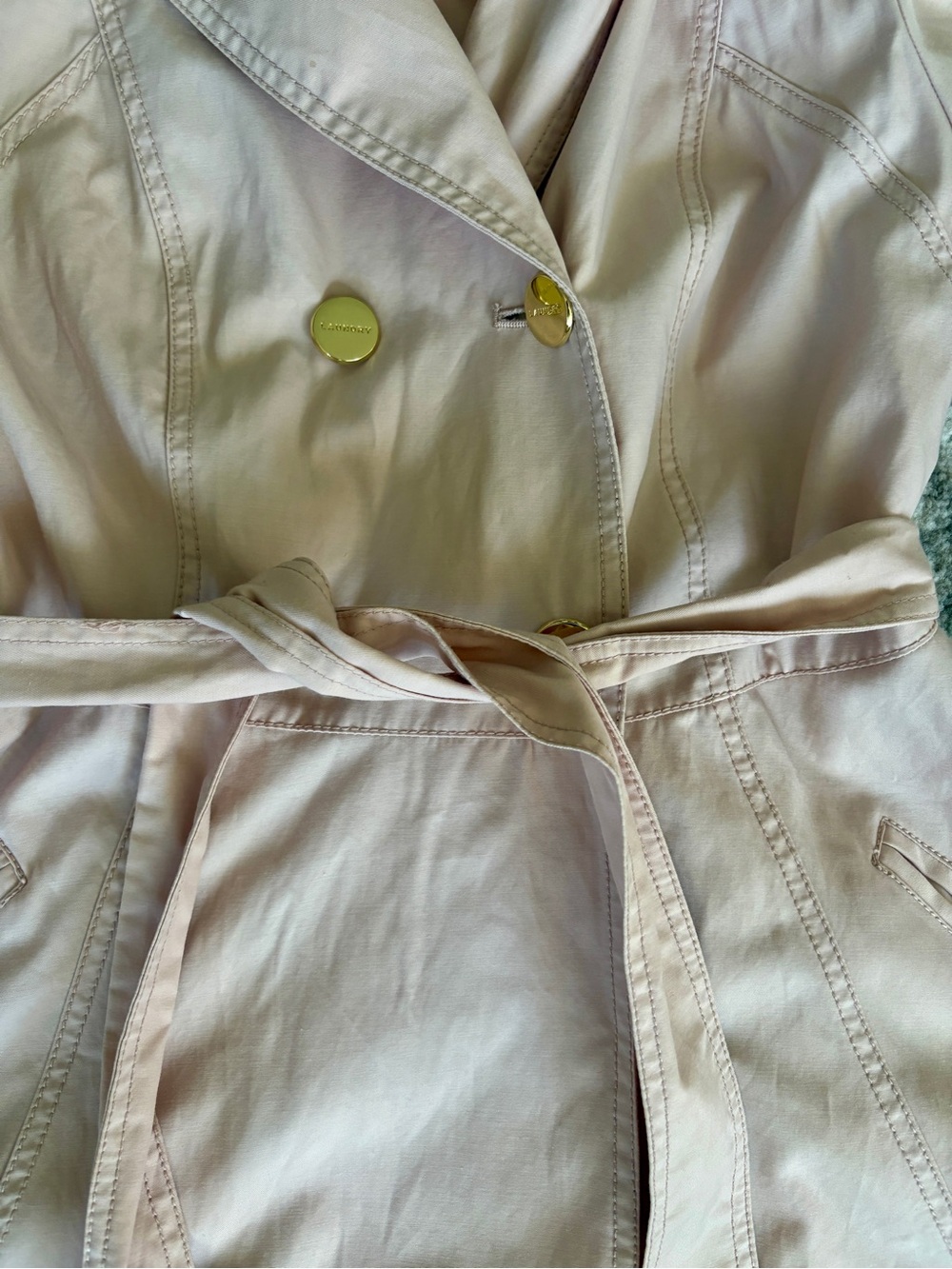LAUNDRY BY SHELLI SEGAL Blush Pink Hooded Double Breasted Medium Trench Coat - Picture 5 of 7